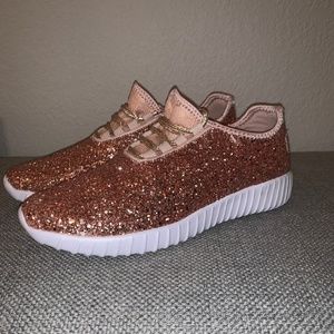 ROSE GOLD GLITTER FASHION SNEAKERS*SIZE 8.5